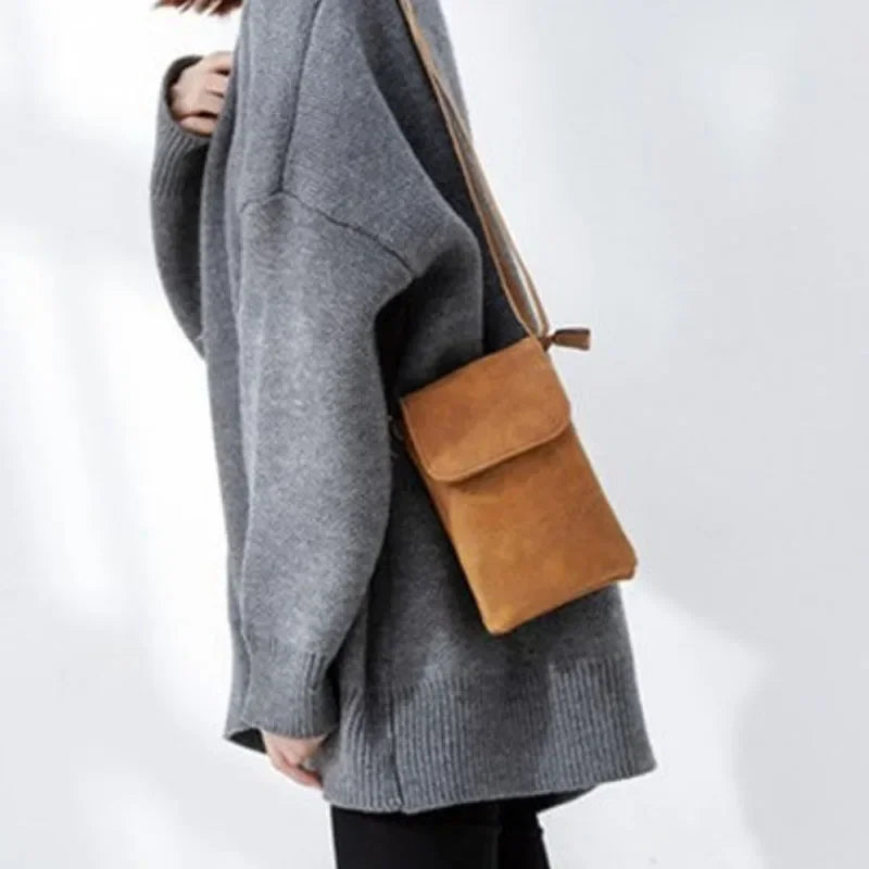 PU Leather Crossbody Bag with Flap Closure Compact