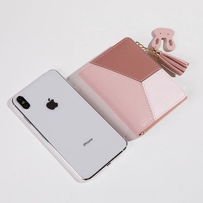 Geometric Patchwork Wallet with Tassel Charm Atelier - WO2MEN