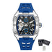 Automatic Skeleton Wristwatch with Transparent Movement - Silver Blue