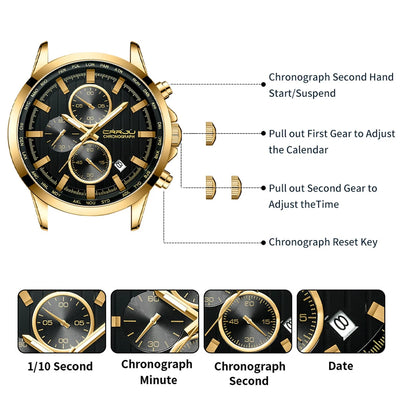 Global Quartz Chronograph Watch With World Time Dial