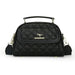 Quilted Microfiber Leather Crossbody Bag Embossed - Black