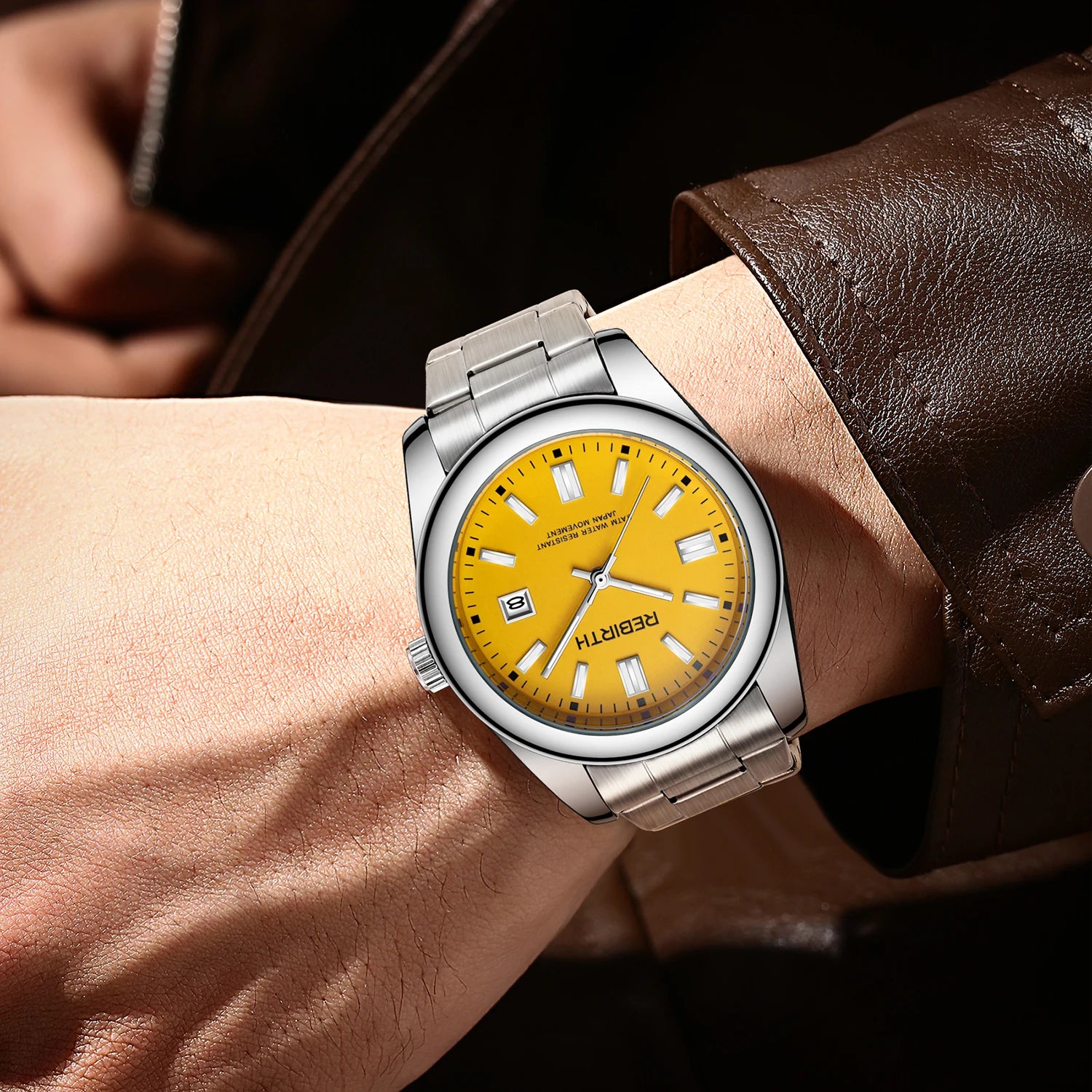 Elegant Quartz Wristwatch with Date and Steel Bracelet