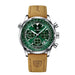 Chronograph Watch with Leather Strap Calendar Premium - Silver Green