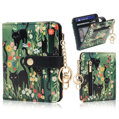 Wallet Slim Card Holder with Cat Pattern RFID Blocking - WO2MEN