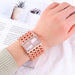 Rectangular Diamond Accented Watch With Chain Bracelet - Rose