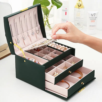 Jewelry Box Exquisite Three Layer Drawer Display Case - WO2MEN