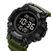 Military Digital Watch with Dual Time And LED - Green