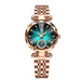 Watch Faceted Dial Two Tone Bracelet Crystal Accents - Rose Gold Blue