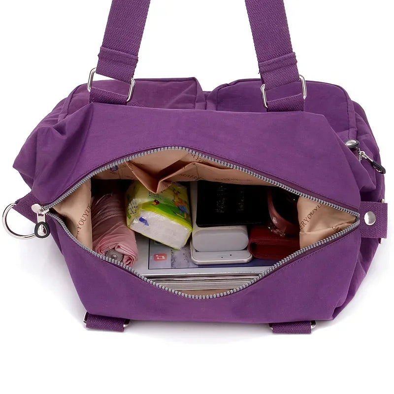 Top Handle Bag with Front Zip Pockets for Daily Use