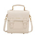 PU Leather Mini Backpack with Buckled Front Pockets - Beige