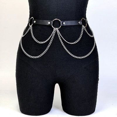 Harness Belt with Chain Drapes Statement Accessory