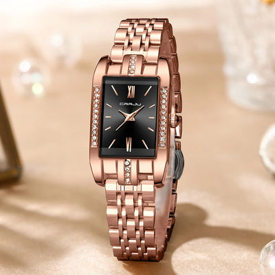 Rectangular Crystal Embellished Bracelet Watch Sparkle