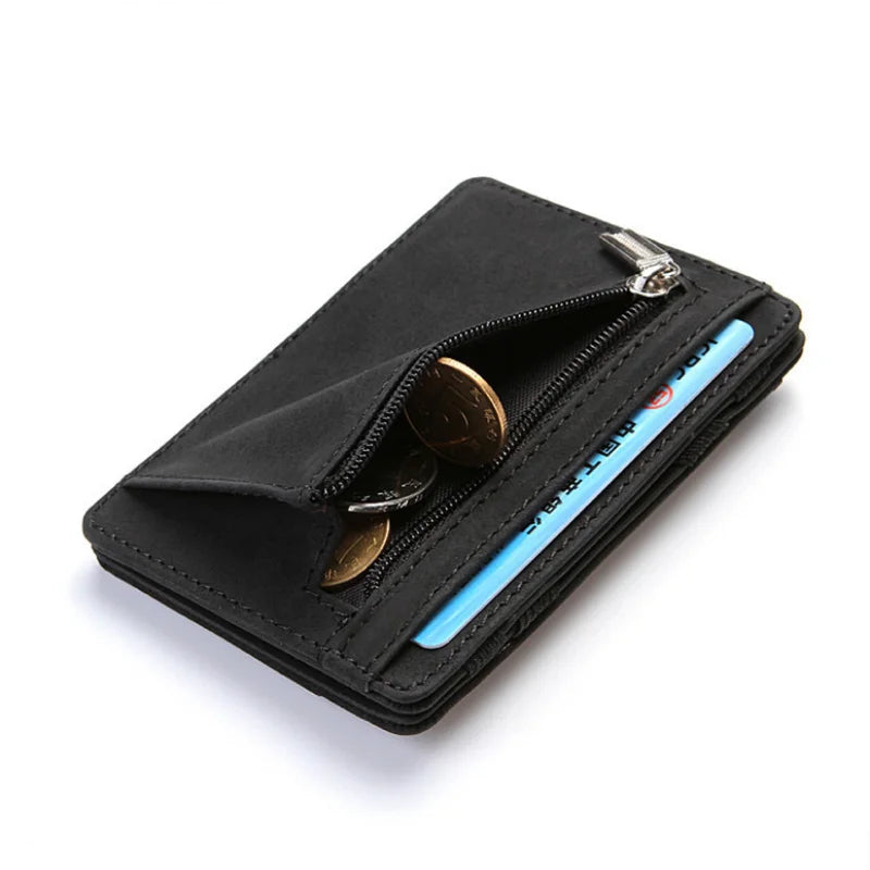 Compact PU Leather Wallet with Zip Coin Pocket