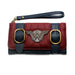 Quilted Wallet with Dual Straps and Wing Emblem Detail - Red