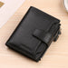 Wallet With Zippered Compartment And Card Slots Compact - Black