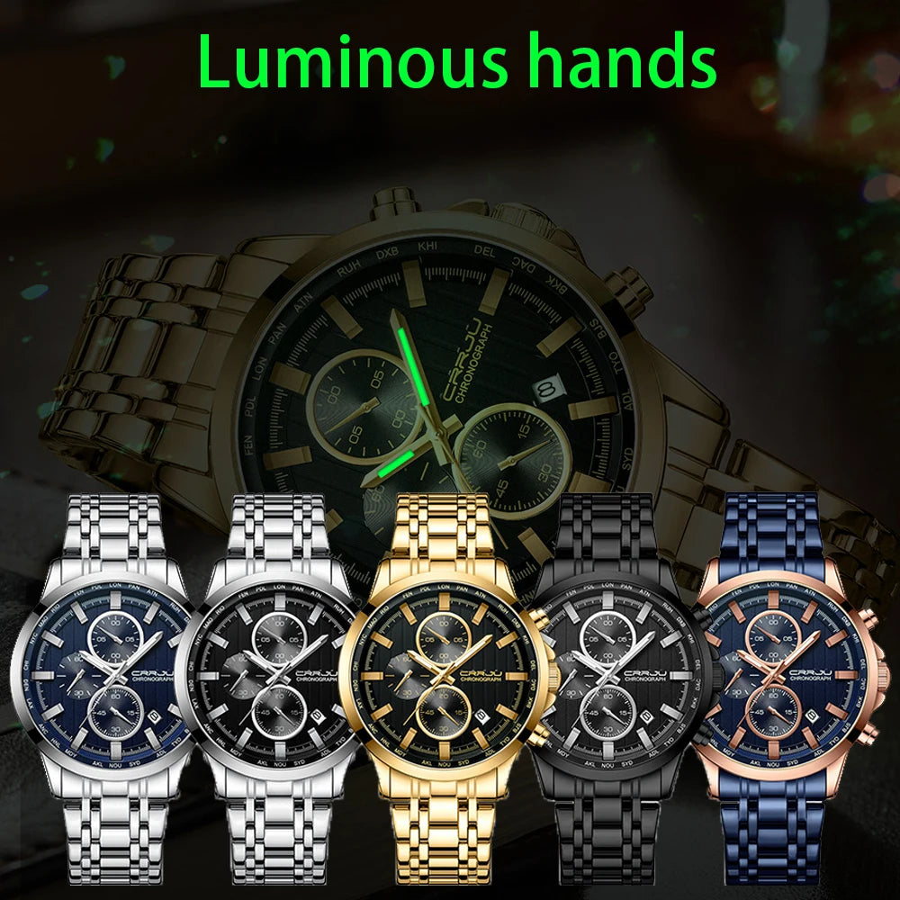 Global Quartz Chronograph Watch With World Time Dial