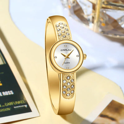 Watch Set Crystal Studded Bracelet Duo Dainty Shine - WO2MEN