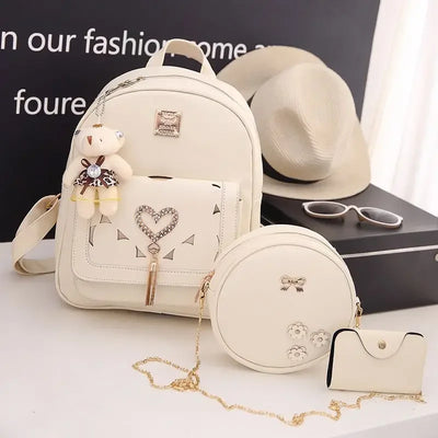 Backpack With Heart Charm and Tassel Decor Korean Style - WO2MEN