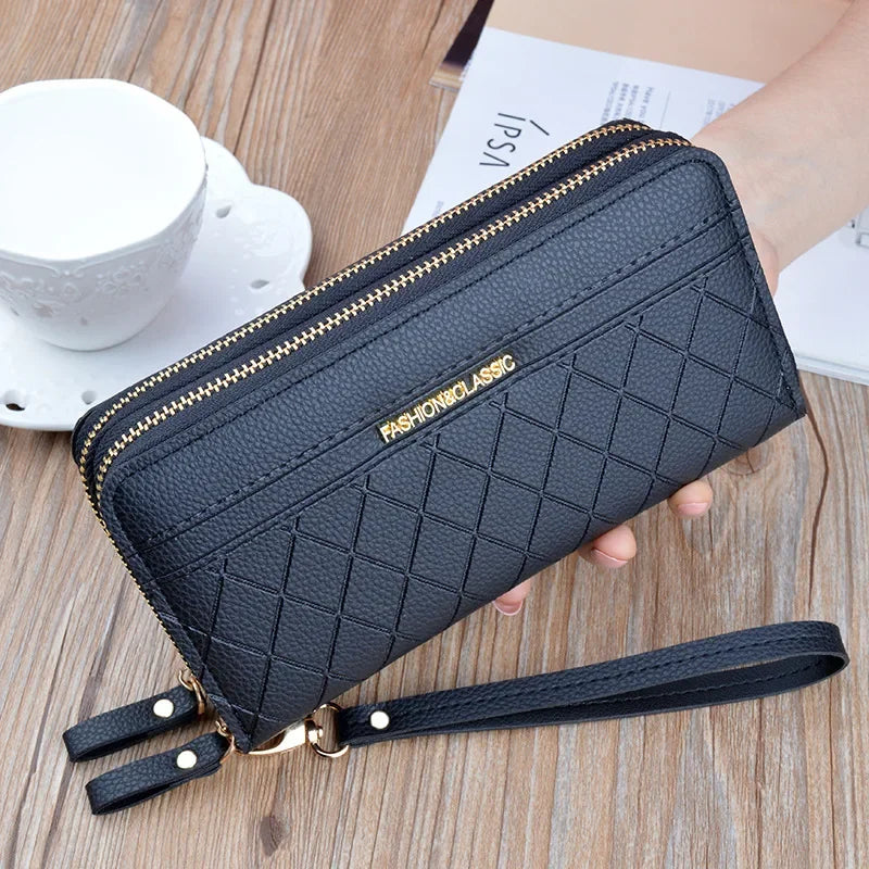 Zip Around Wallet with Tassel Strap Quilted Pattern