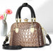 Crocodile Pattern Shoulder Bag with Gold Hardware - Photo Colour V7