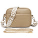 Soft Box PU Leather Crossbody Bag Zipper Closure - Khaki