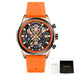 Sport Chronograph Skeleton Watch Open Heart Dial - Orange Box