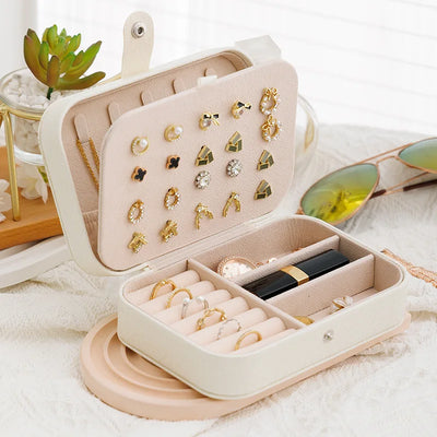 Jewelry Box Travel Organizer With Layered Compartments - WO2MEN