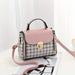 Handbag Checkered Flap Crossbody With Top Handle Strap - Pink
