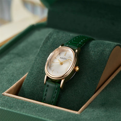Oval Case Ladies Watch with Leather Strap Fine