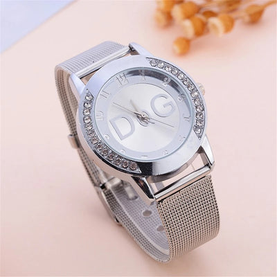 Starry Sky Diamond Dial Mesh Timepiece With Crystals