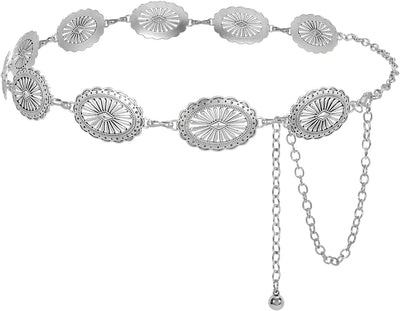 Waist Chain Belt with Concho Medallions Adjustable