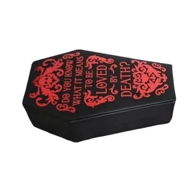 Gothic Coffin Jewellery Box Velvet Interior Case - Black