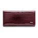 Alligator Pattern Long Wallet with Zipper Back Pocket - Date Red