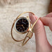 Watch Bracelet Cuff with Double Wire Ring Form Design - Gold Black