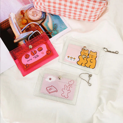 Transparent PVC Card Case Wallet with Chain Clip