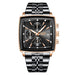 Square Chronograph Timepiece With Bold Geometric Dial - Rose Gold Black