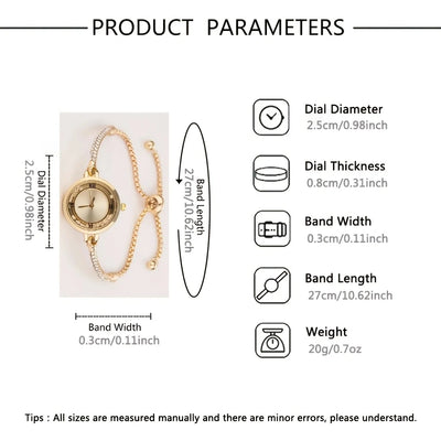 Refined Bracelet Wristwatch With Tiny Dial Charm Detail
