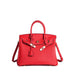Lock Buckle Pebbled Tote With Structured Silhouette - Red