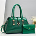 Crocodile Texture Handbag Tote with Top Handle - Green
