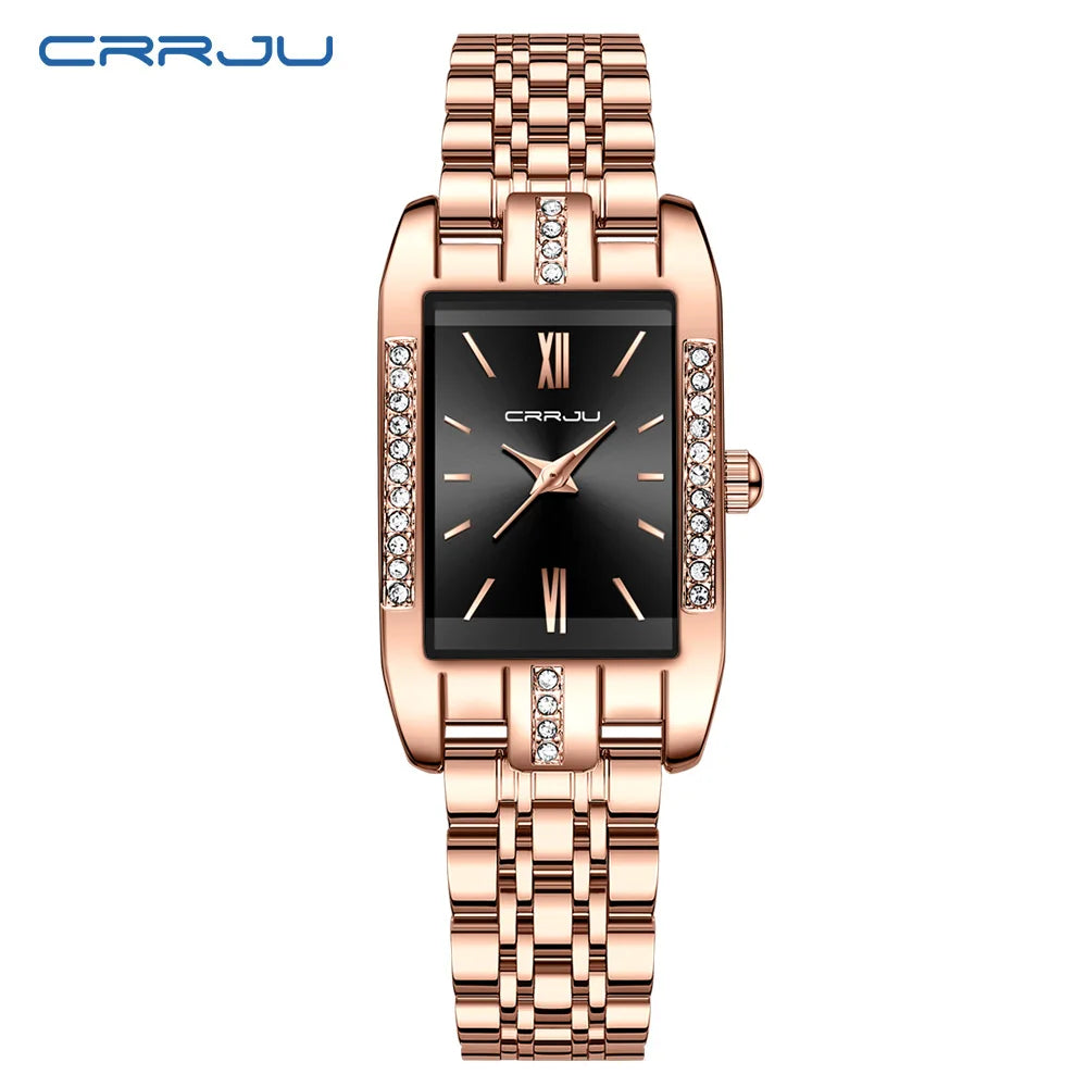 Rectangular Crystal Embellished Bracelet Watch Sparkle