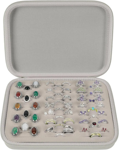42 Slots Jewelry Box Velvet Lined Ring Organizer Case