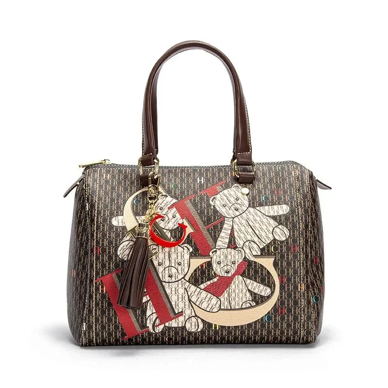 Commuter Crossbody Bag with Vibrant Print Motifs Tassel