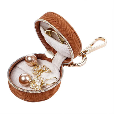 Round Mini Jewellery Box Portable Travel Storage Case