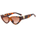Cat Eye Sunglasses With V Accent Frame Everyday Style - Leopard Tea