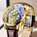 Watch: Transparent Skeleton Double-Sided Quartz Dial - Gold Brown