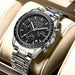 Chronograph Stainless Steel Watch with Water Resistance - Black