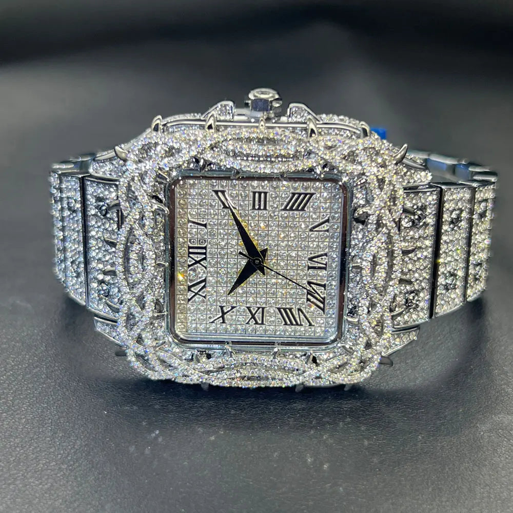 Square Wristwatch Quartz Movement Luxury Accessory - Silver