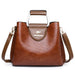 Handbag Crossbody Bag with Top Handle and Strap - Brown