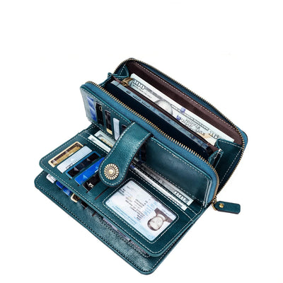 Elegant RFID Wallet Clutch for Card Slots and Strap - WO2MEN