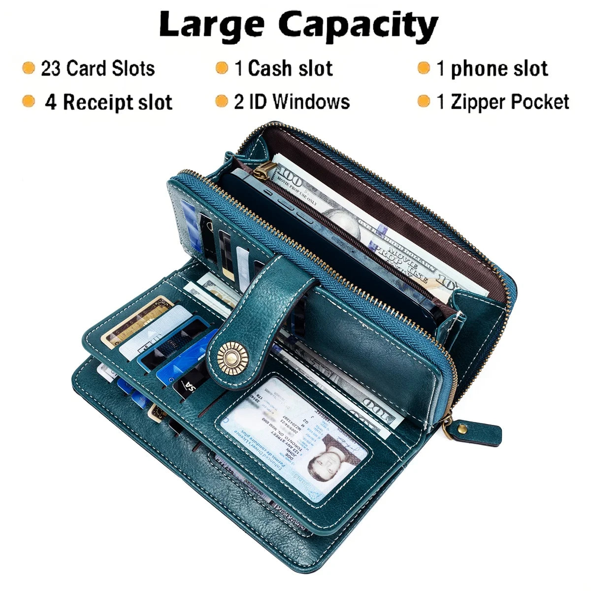 RFID Protected Long Wallet Clutch With Ample Card Slots